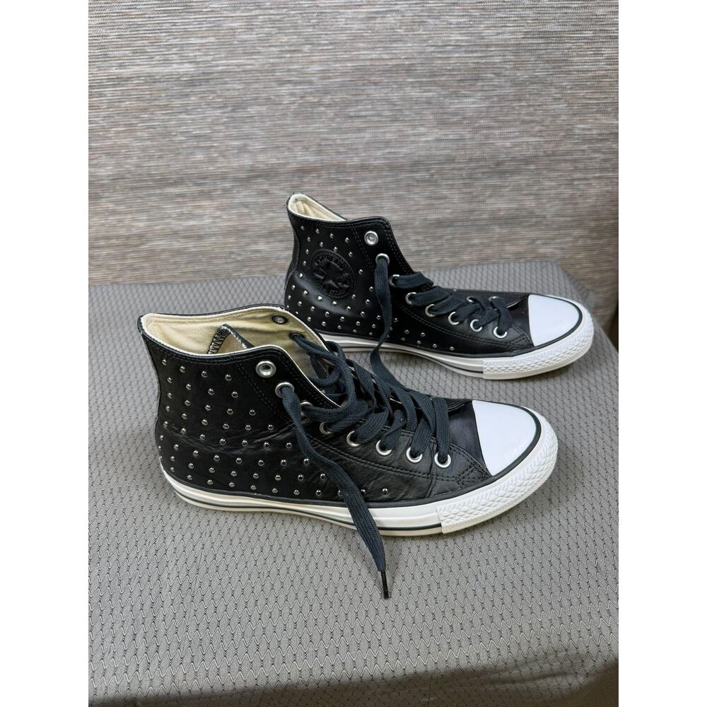 Converse Chuck Taylor All Star 2 Shoes Womens 9 Black Leather Studded 561682C - Picture 5 of 12